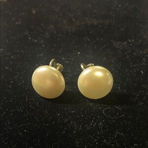 Vintage Screw Back Faux Pearl Button Earrings